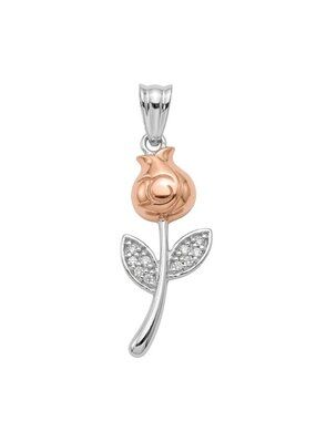 Sterling Silver 925 Two-Tone Plated Moissanite Rose Pendant